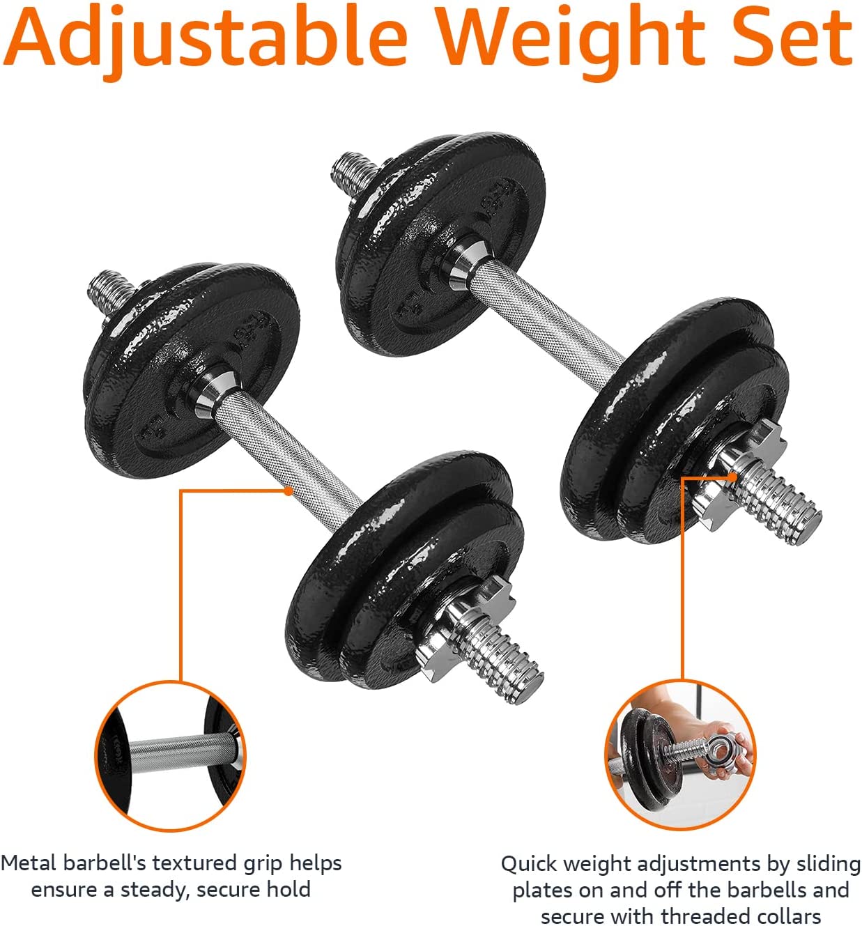 Adjustable Barbell Lifting Dumbbells Weight Set with Case