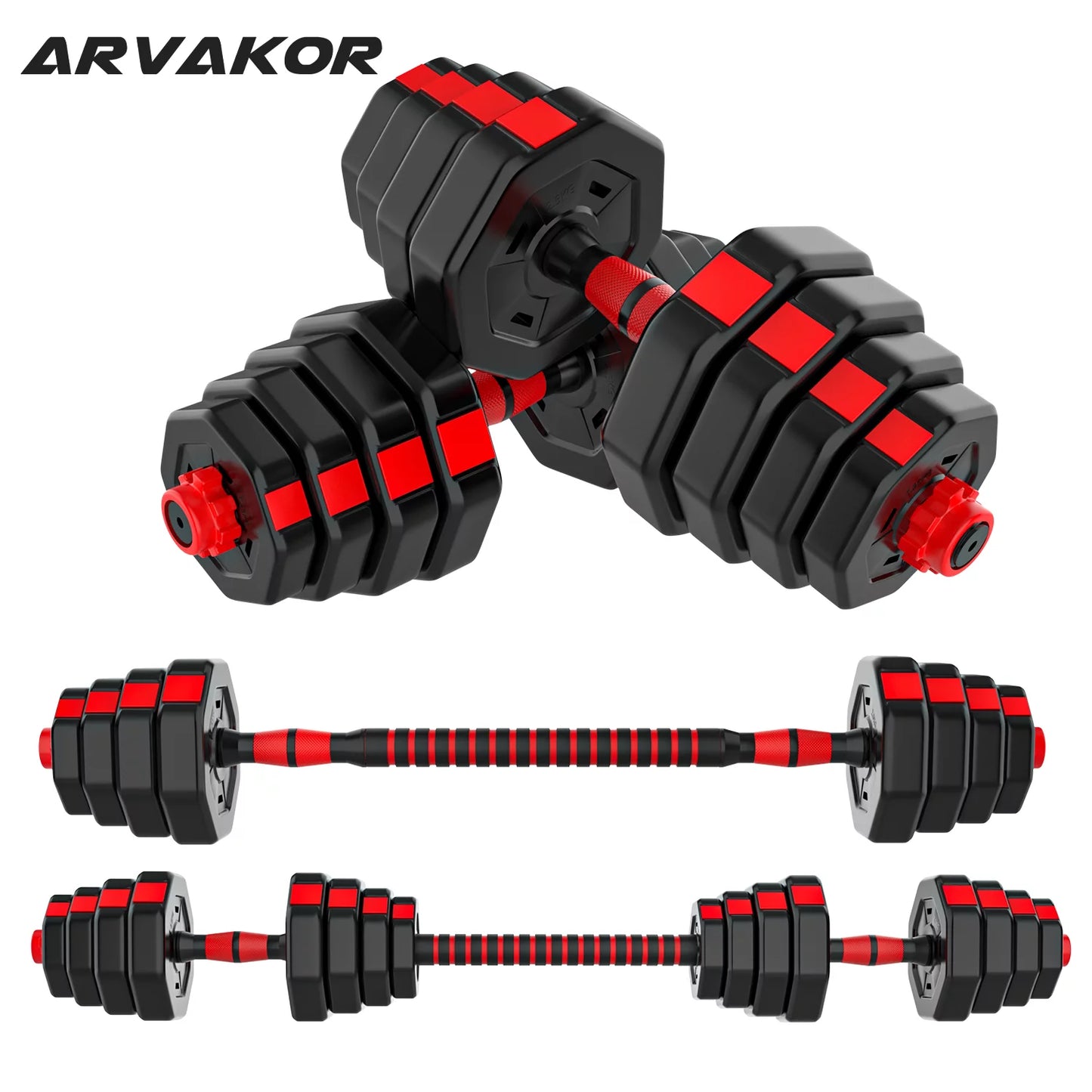 4 in1 Adjustable Dumbbells Free Weight Set with Connector Used as Barbell