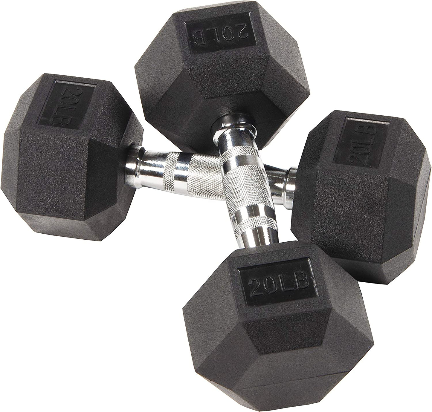 Rubber Encased Hex Dumbbell in Pairs