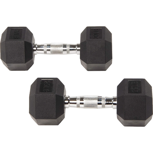 Rubber Encased Hex Dumbbell in Pairs