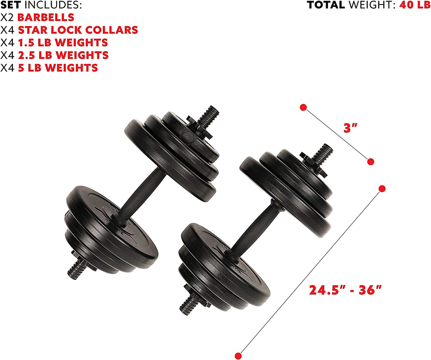 40 Lb Dumbbell Set Hand Weights for Strength Training