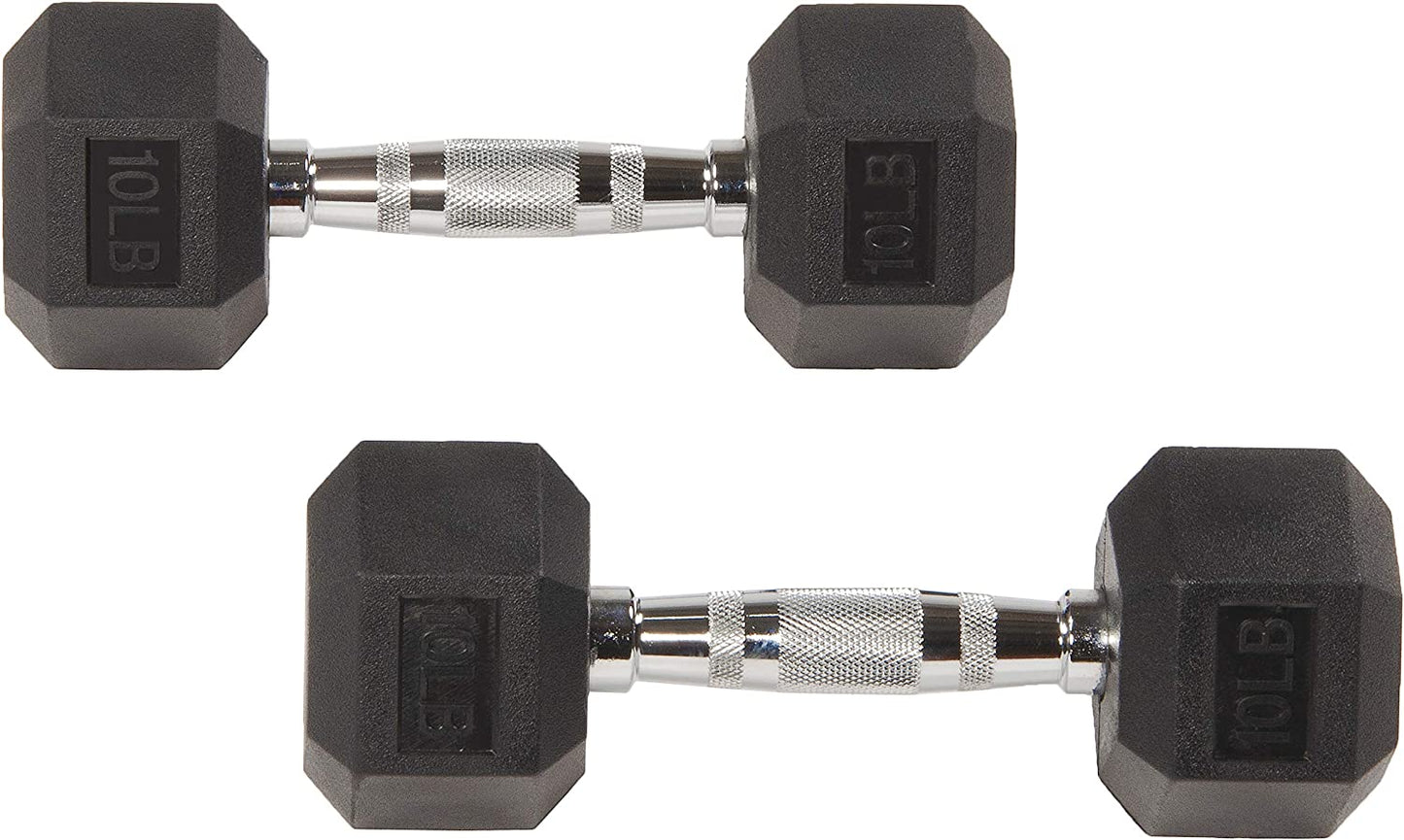 Rubber Encased Hex Dumbbell, Pair