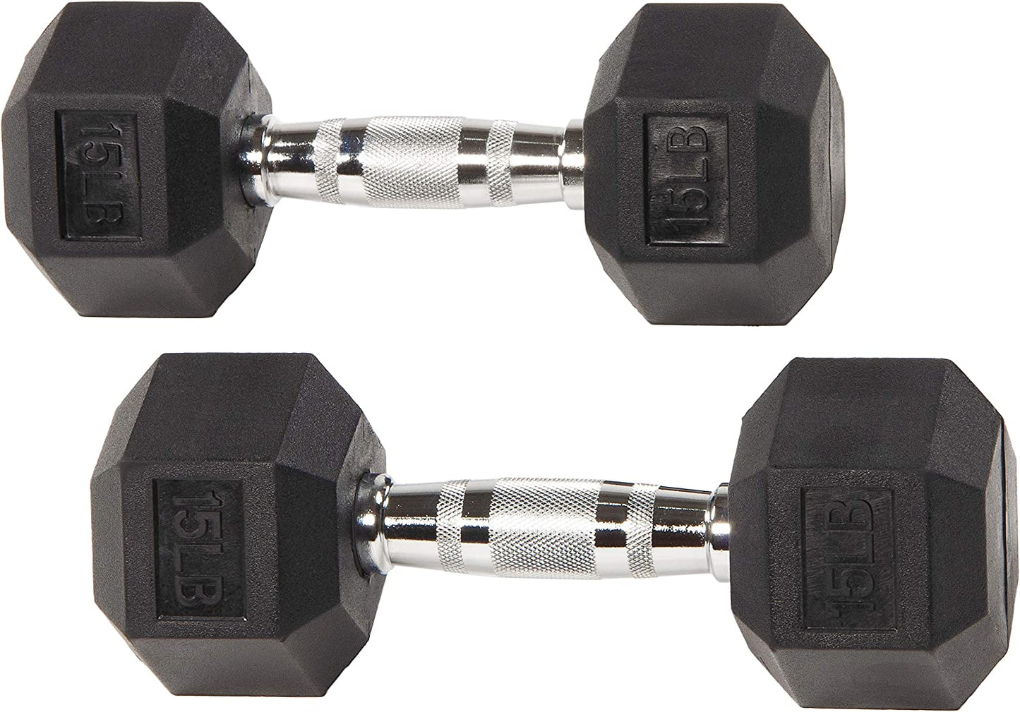 Rubber Encased Hex Dumbbell, Pair