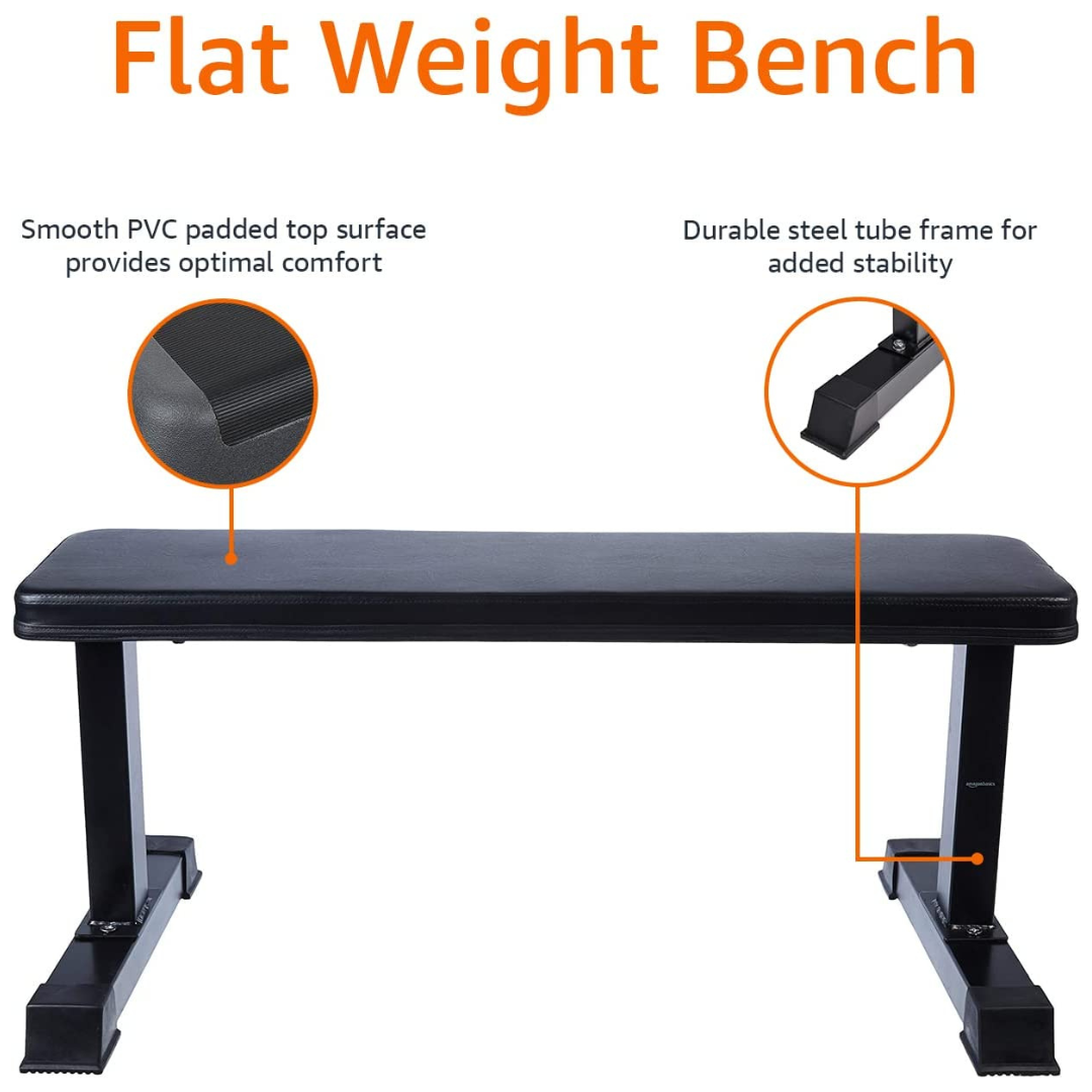 Flat Weight Workout Exercise Bench, Black