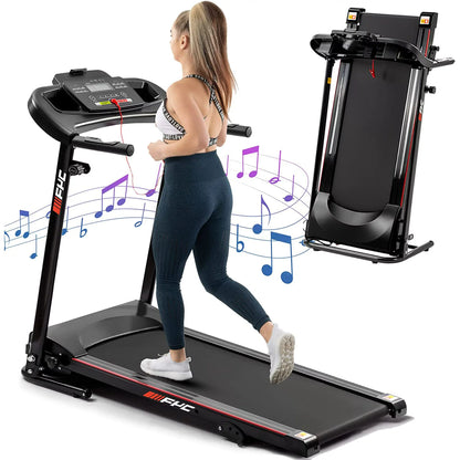 Folding Electric Exercise Treadmill, Adjustable Incline and Bluetooth for Home